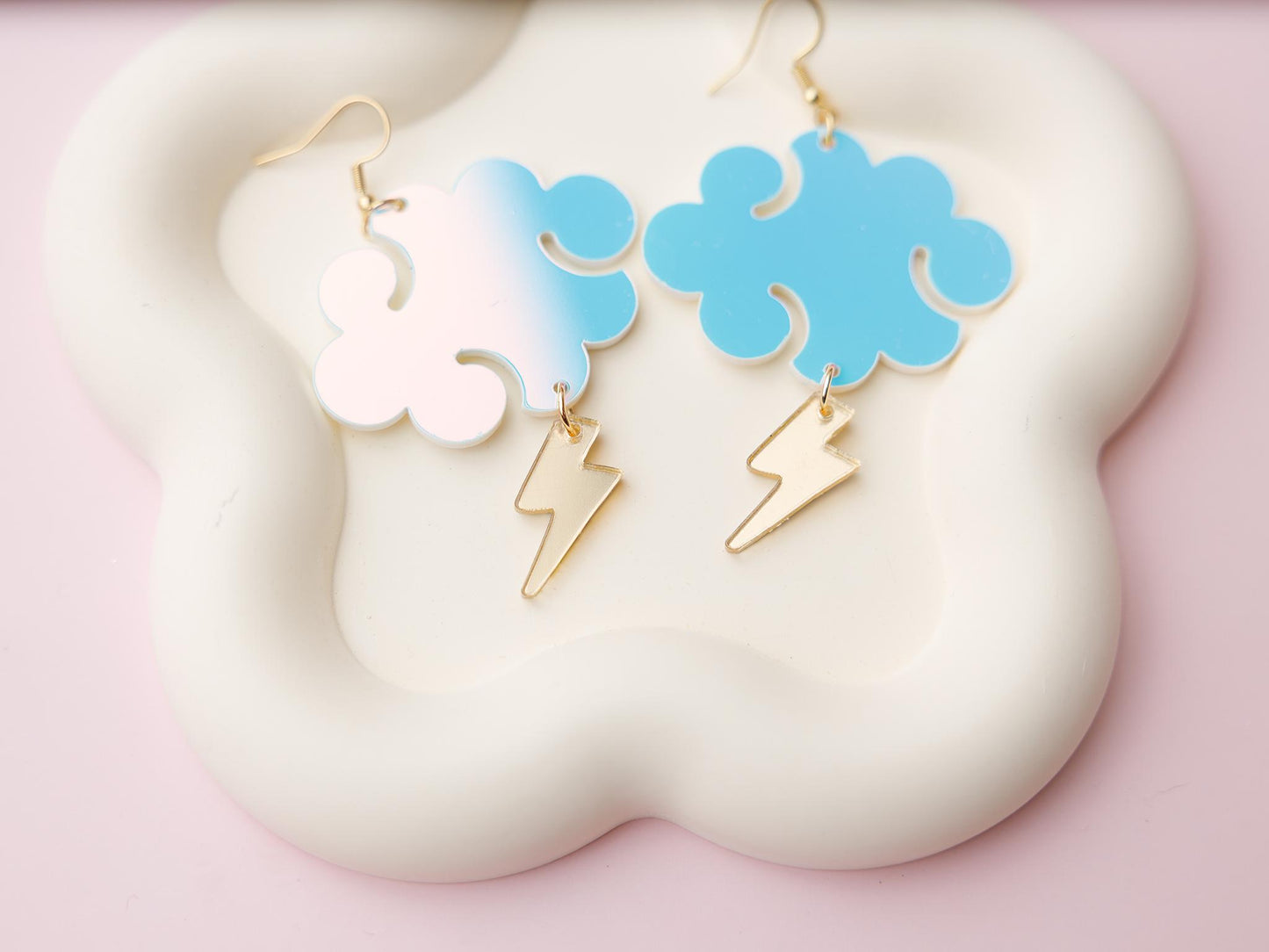 Iridescent Cloud Lightning Acrylic Earrings