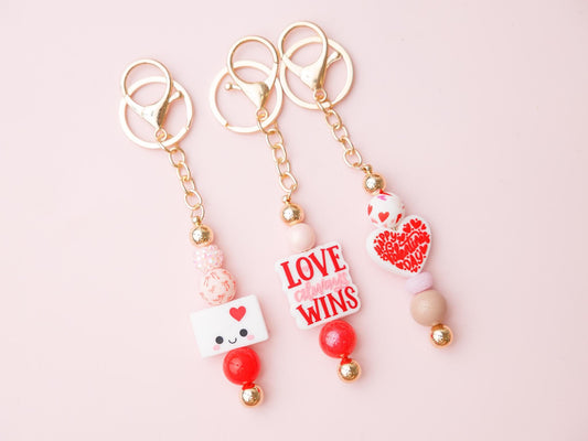 Valentines day beaded keychain