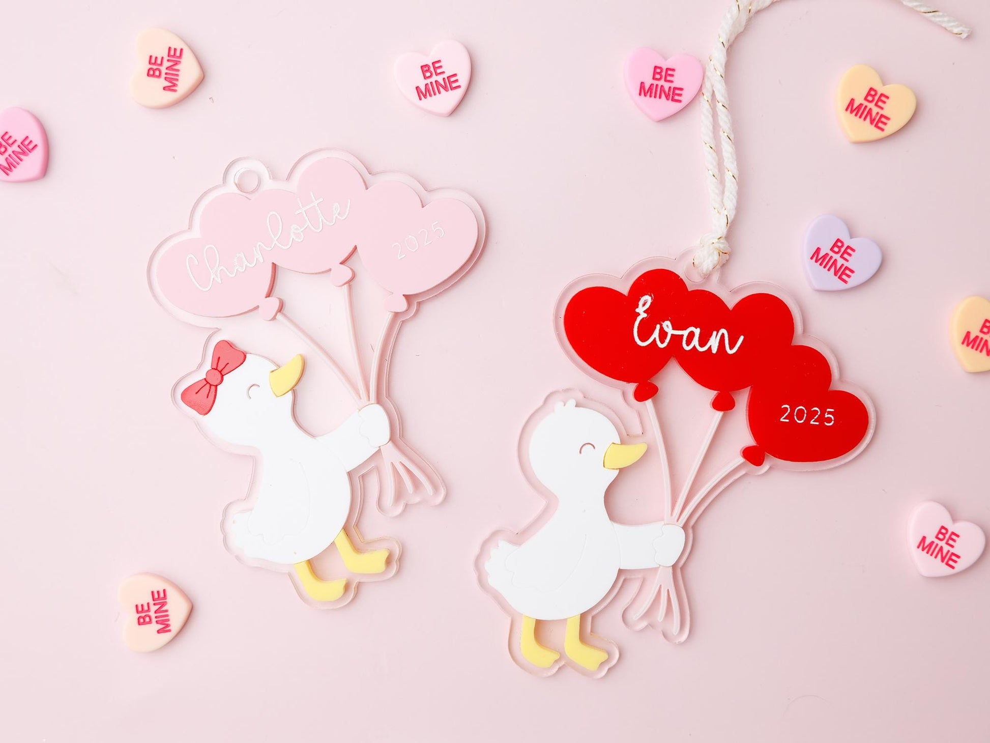 Duck Heart Balloons Name Tag Valentine’s Basket for kids