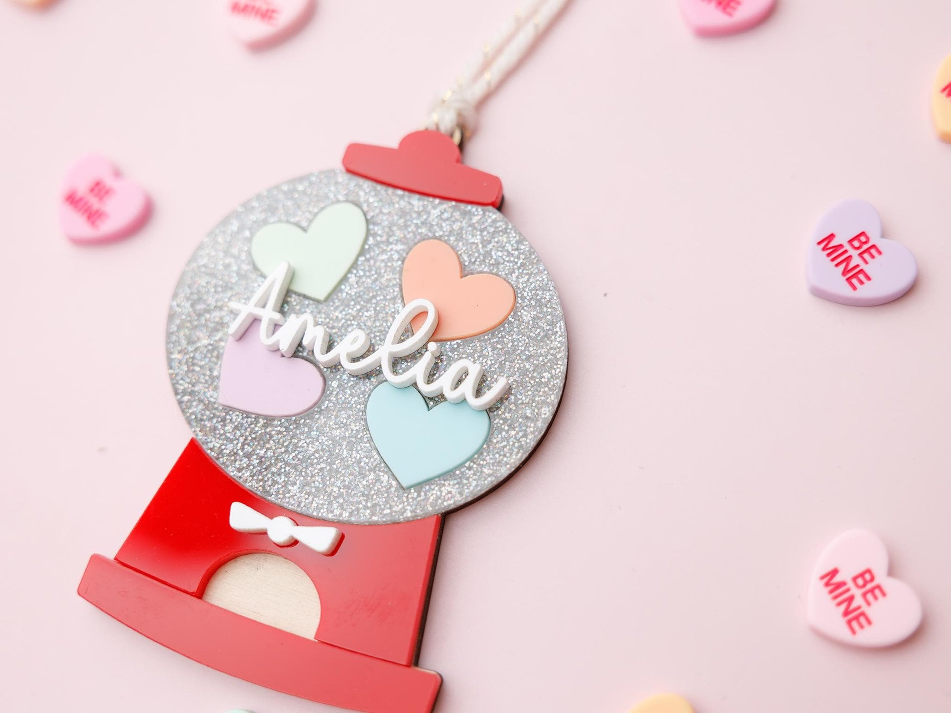 Gumball Machine Valentine’s Basket Name tag for kids