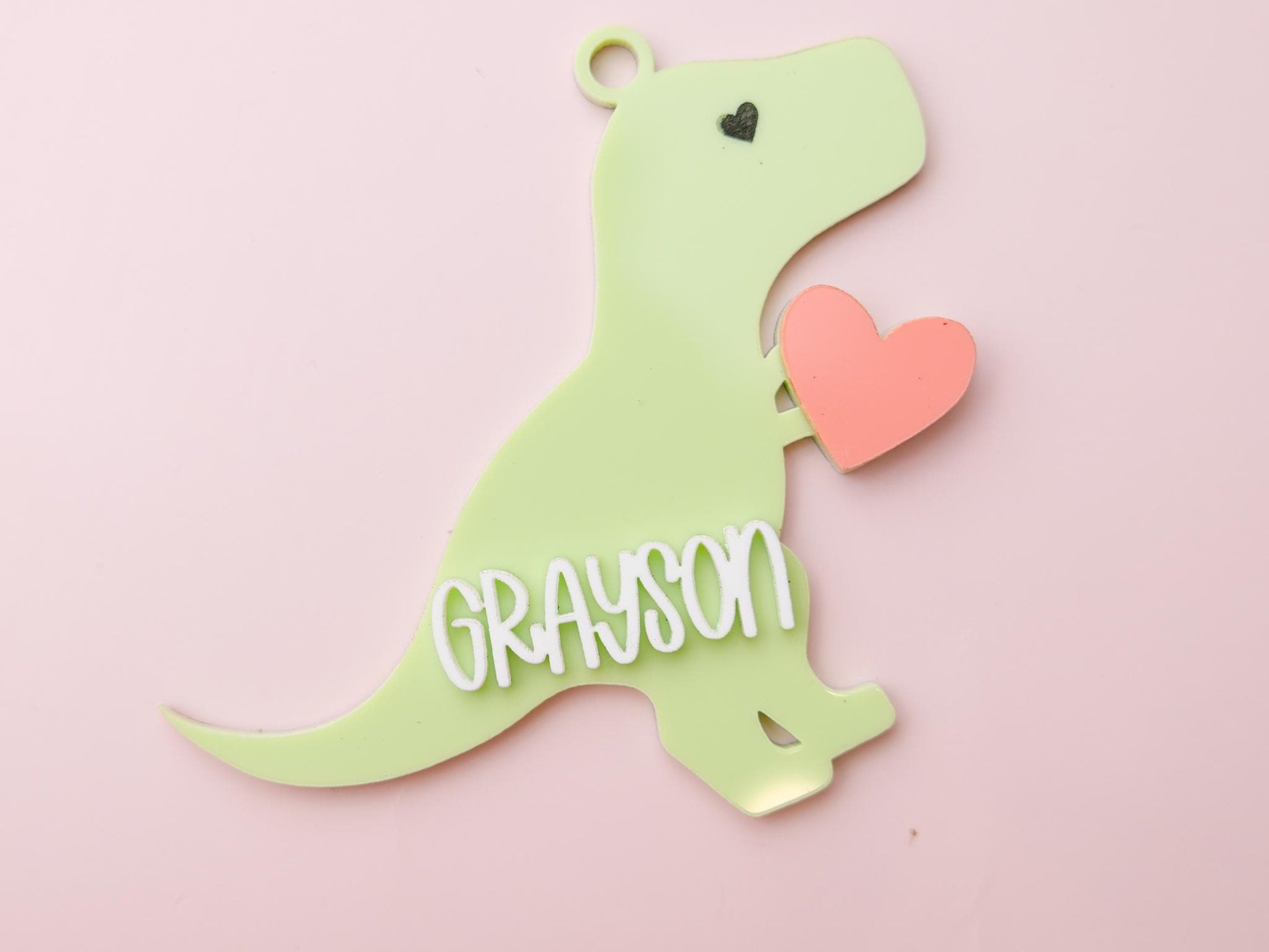 Green Dinosaur Valentine’s Basket Name tag for kids