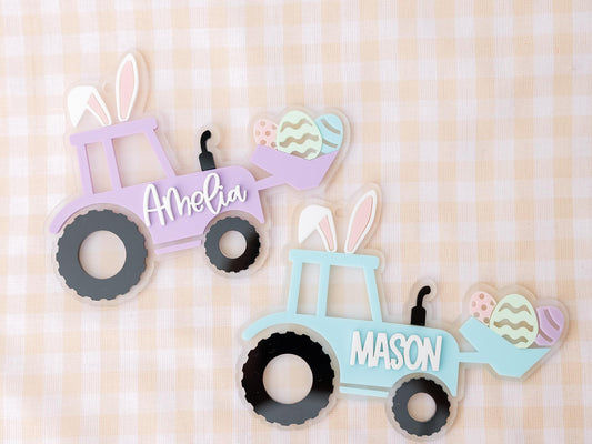 Easter Basket Bunny Tractor Name Tag