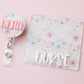 Spring Flower Matching Personalized Badge Buddy and Badge Reels for Nurses