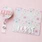 Spring Flower Matching Personalized Badge Buddy and Badge Reels for Nurses