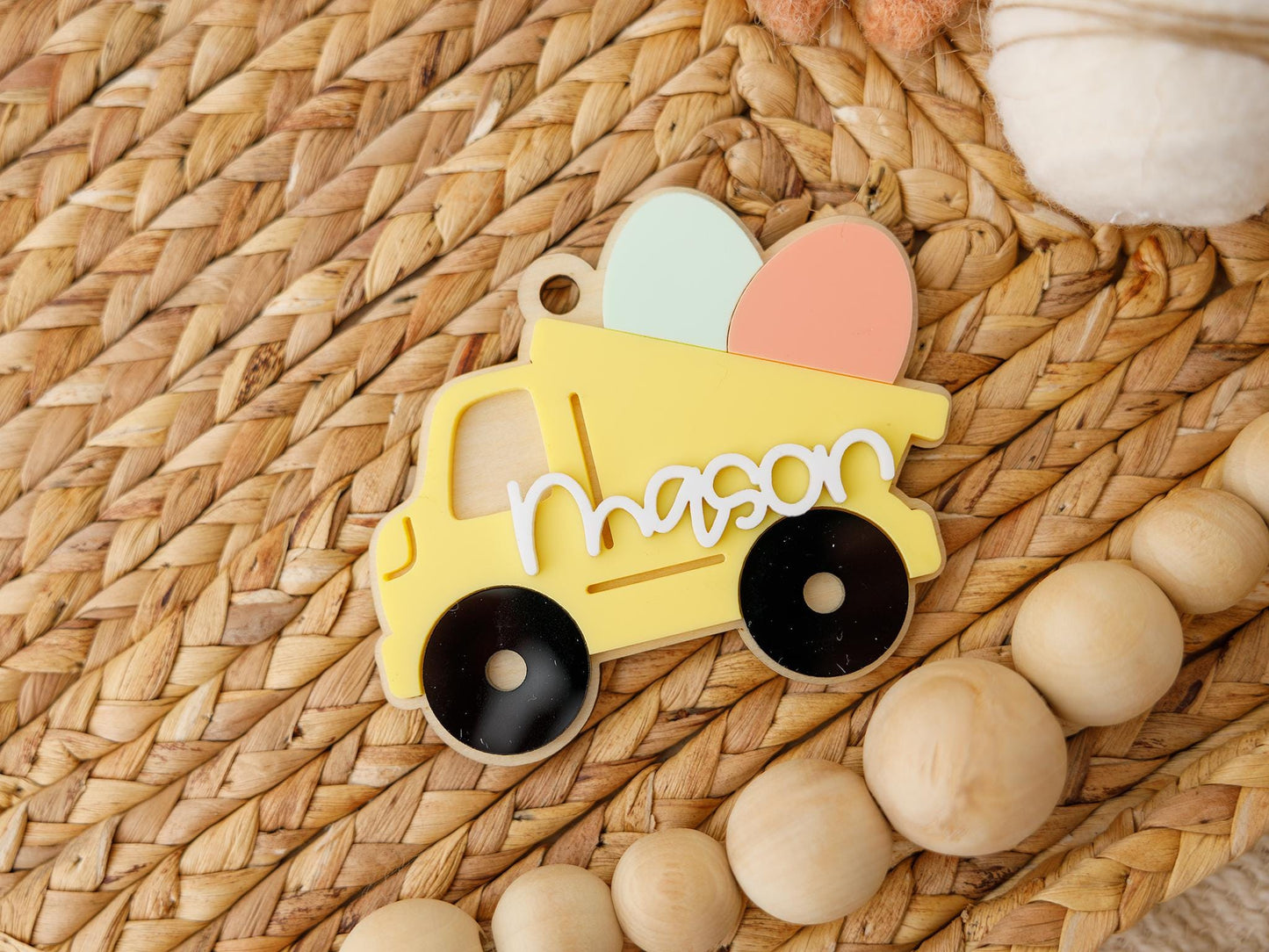 Dump truck Easter Basket Acrylic Name tag for kids