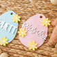 Pastel Daisy Egg Easter Basket Name tag for kids