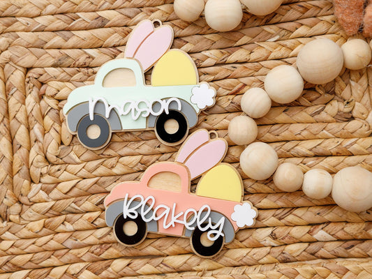 Pickup truck Easter Basket Name Tag for Kids