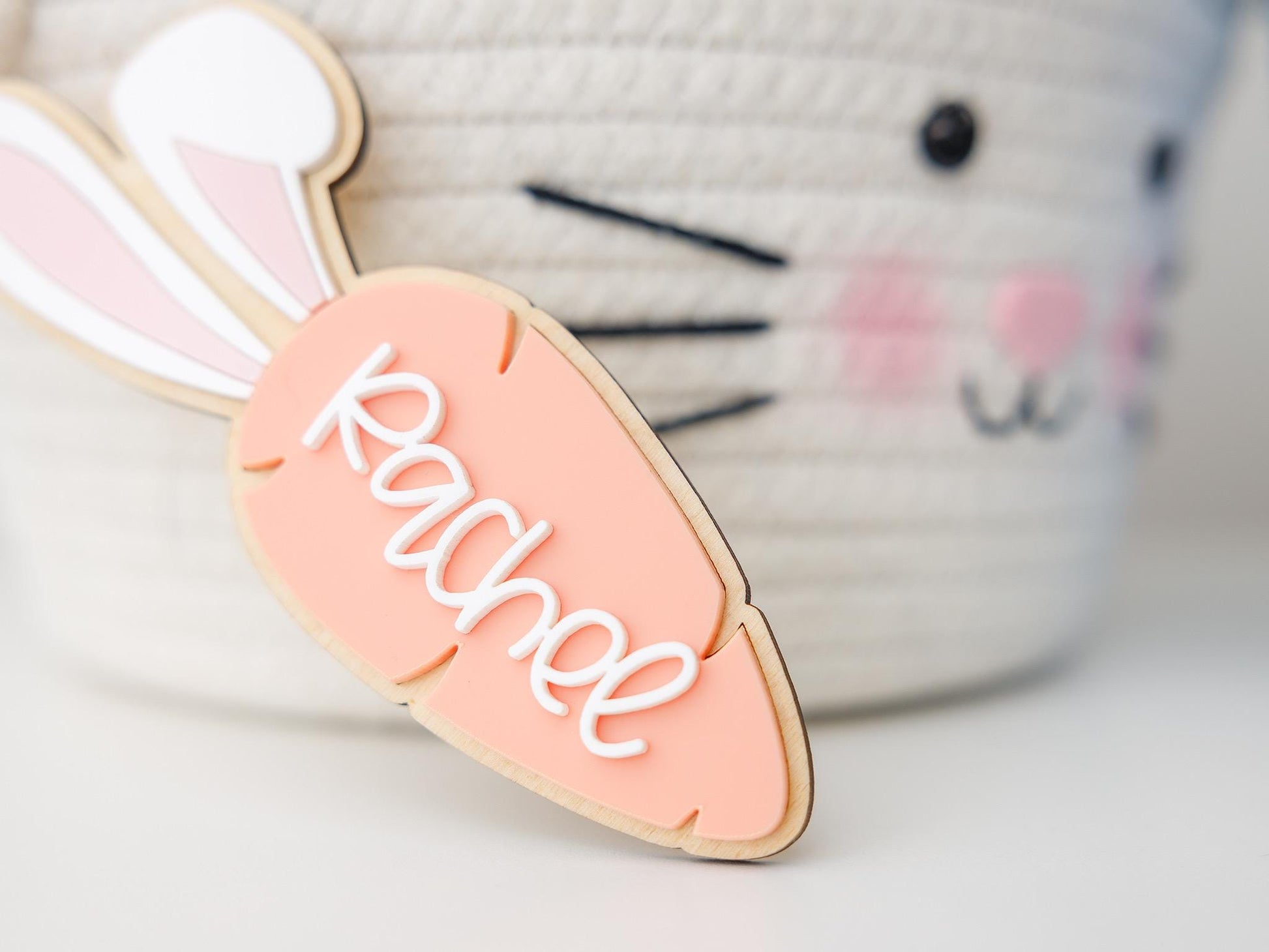 personalized easter bunny carrot name tag for kids