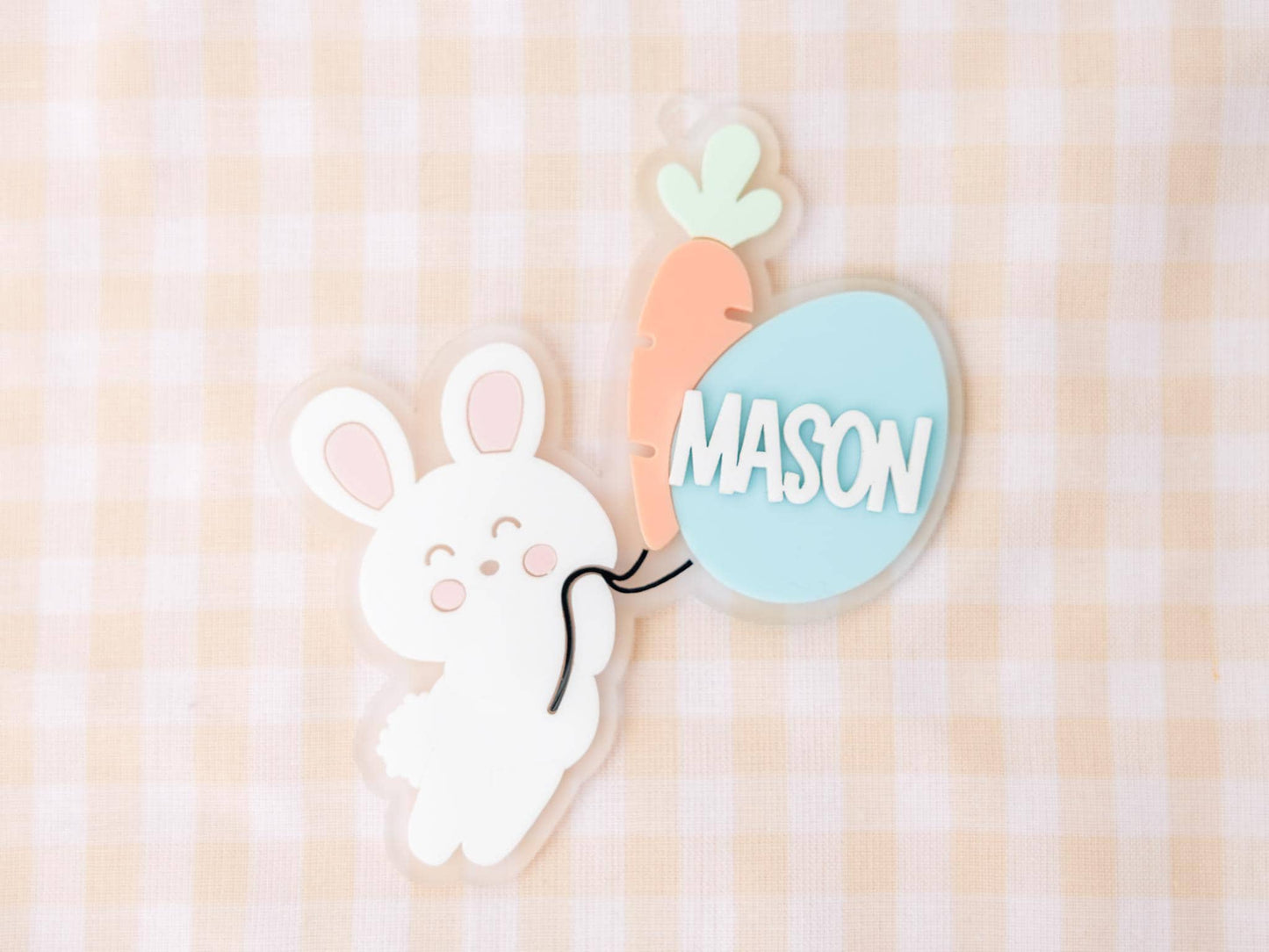 Personalized Easter Basket Bunny with carrot and egg Name Tag for Girls and Boys