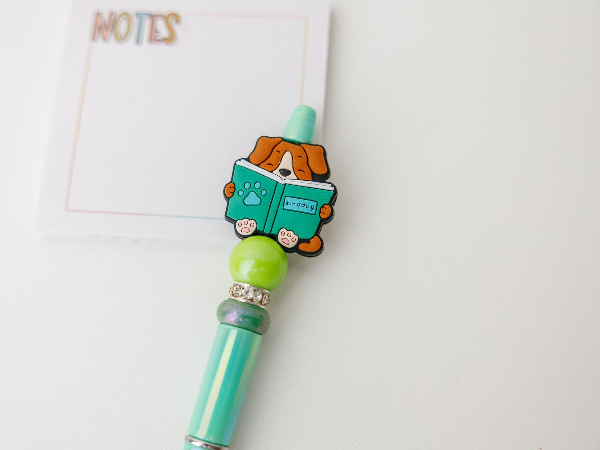 Cute Dog Reading Book Iridescent Beaded pen