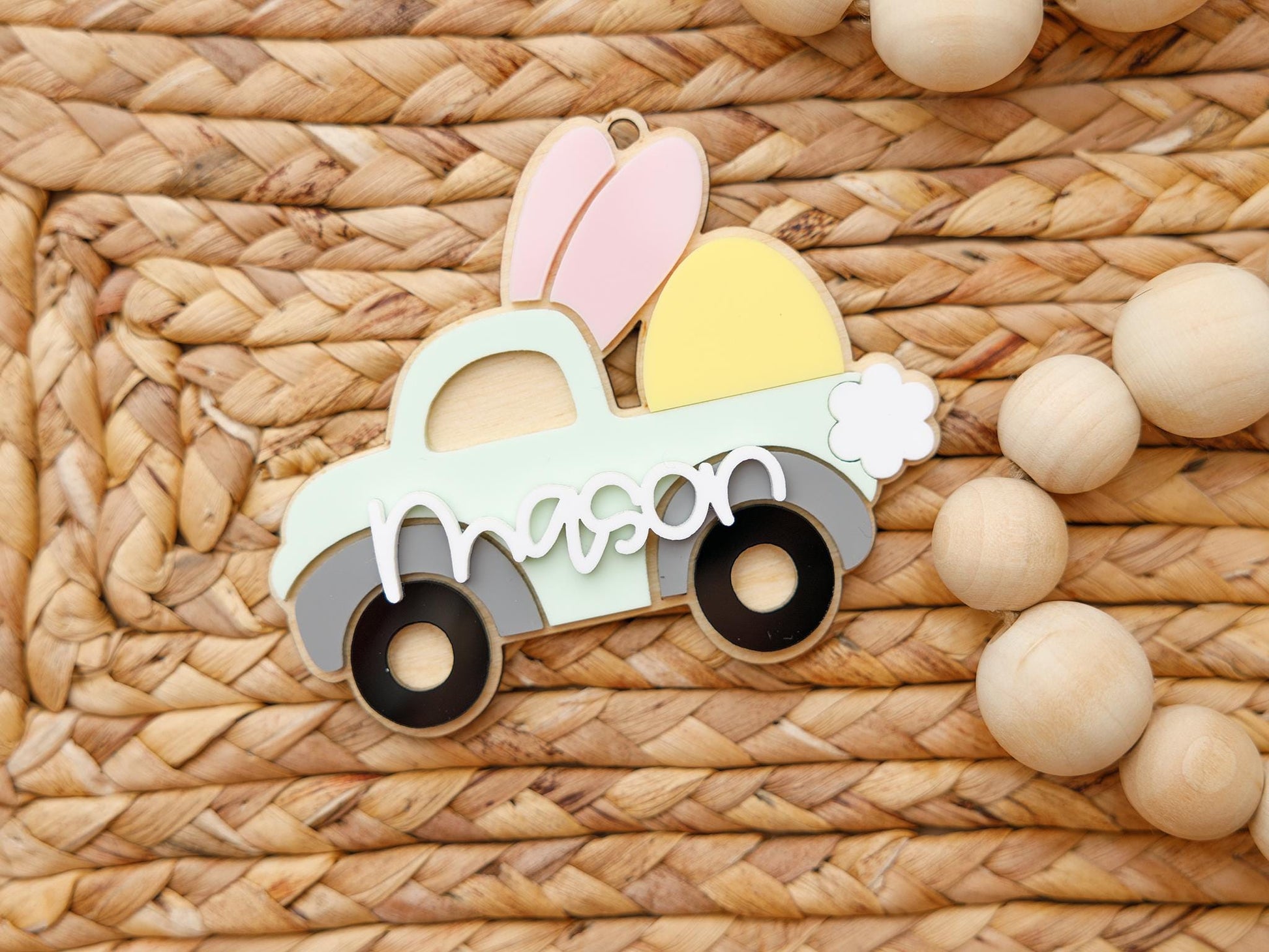 Pickup truck Easter Basket Name Tag for Kids