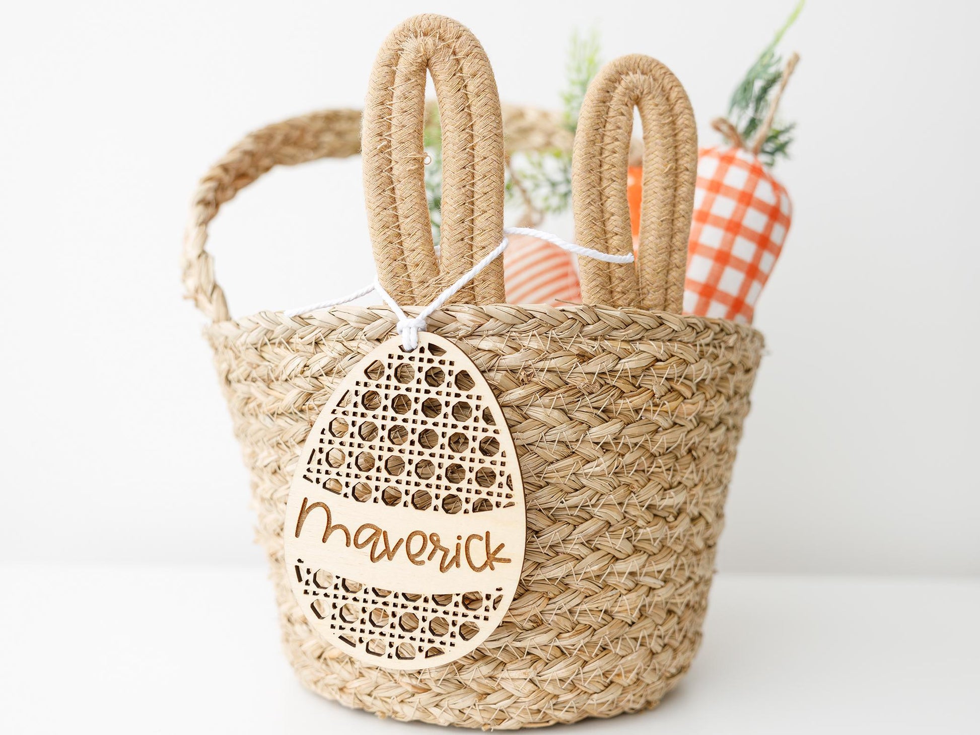 Easter Basket Bunny Ears Carrot Name Tag Personalized Easter Basket Name Tag for Kids Easter Gift Tag and Decoration Pastel acrylic name tag