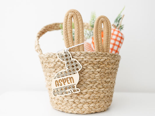 Easter Basket Bunny Ears Carrot Name Tag Personalized Easter Basket Name Tag for Kids Easter Gift Tag and Decoration Pastel acrylic name tag