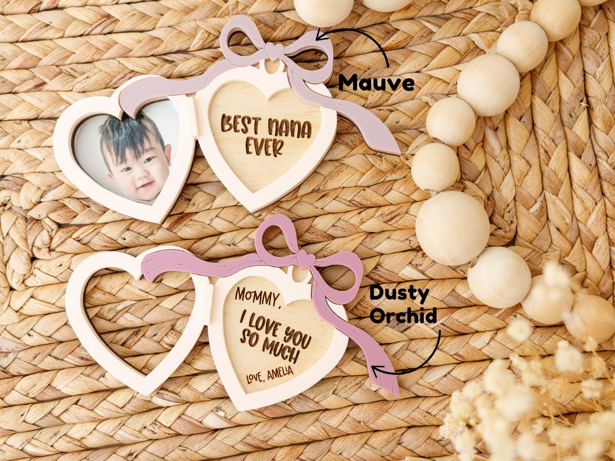 Photo Fridge Magnet Gift for Mom Heart Locket Photo Fridge Magnet Coquette Bow Photo Fridge Magnet