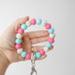 Flamingo beaded Wristlet keychain Gift for her Spring trendy wristlet
