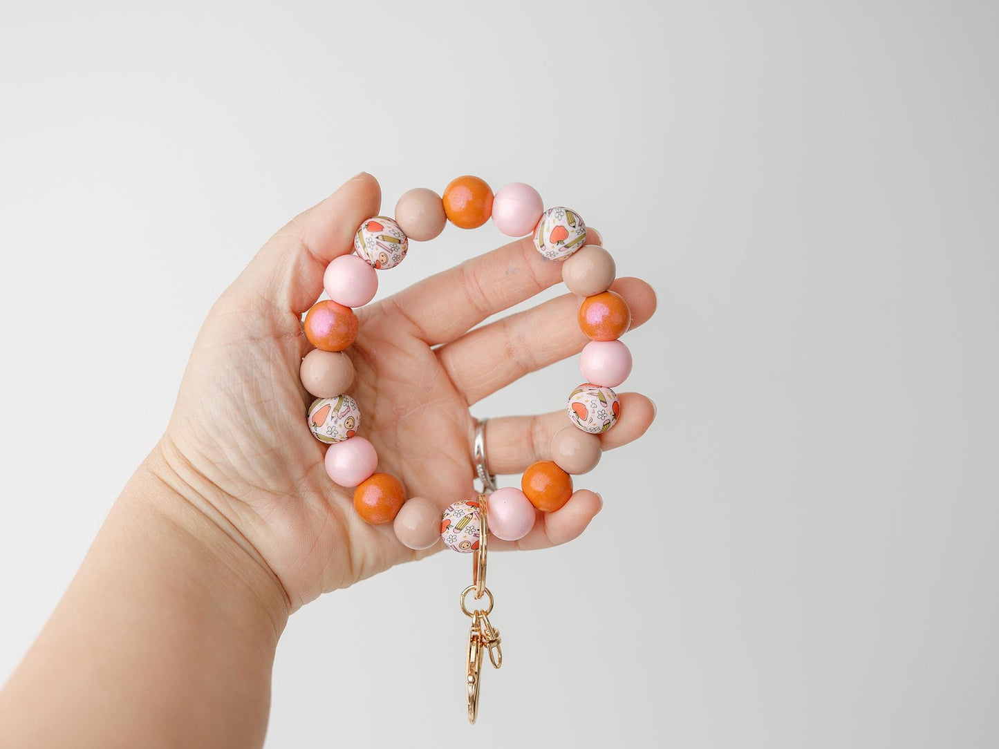 Teaching beaded Wristlet keychain Gift for Teachers School stuffs beaded wristlet End of school gift for teachers