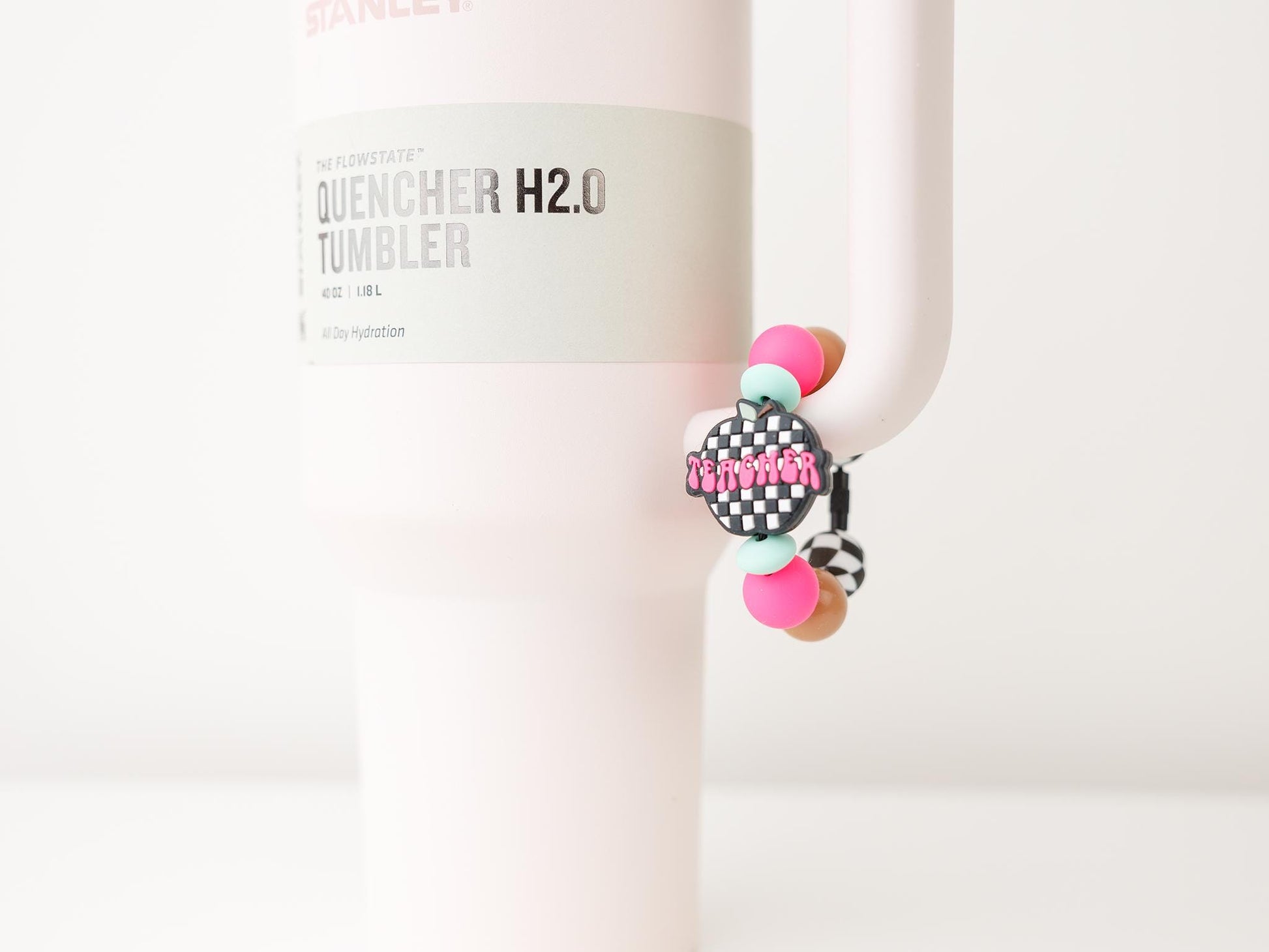 Checkered Teacher tumbler charm