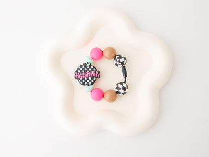 Checkered Teacher Lanyard and matching tumbler charm