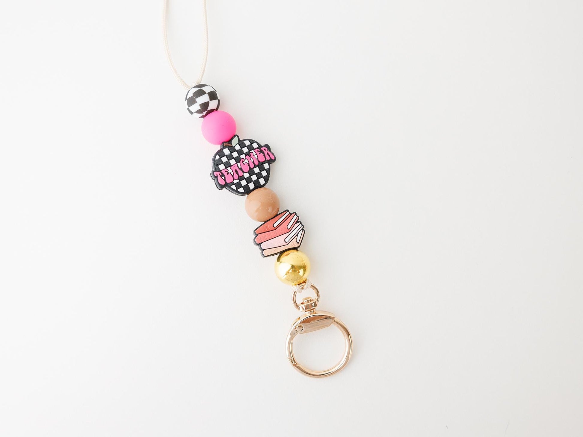 Checkered Teacher Lanyard and matching tumbler charm