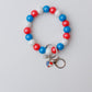 Patriotic Red Blue White Beaded Wristlet Keychain Gift for Her
