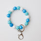 Blue checkered Beaded Wristlet Keychain