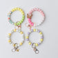 Spring Beaded Wristlet Keychain with charm Bright colors wristlet