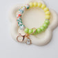 Spring Beaded Wristlet Keychain with charm Bright colors wristlet