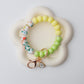 Spring Beaded Wristlet Keychain with charm Bright colors wristlet