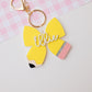 Personalized pencil bow keychain Gift for Teachers Custom keychain