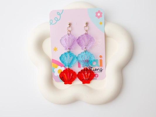 Tiered Seashell Acrylic Earrings
