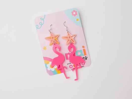 Flamingo Starfish Acrylic Earrings