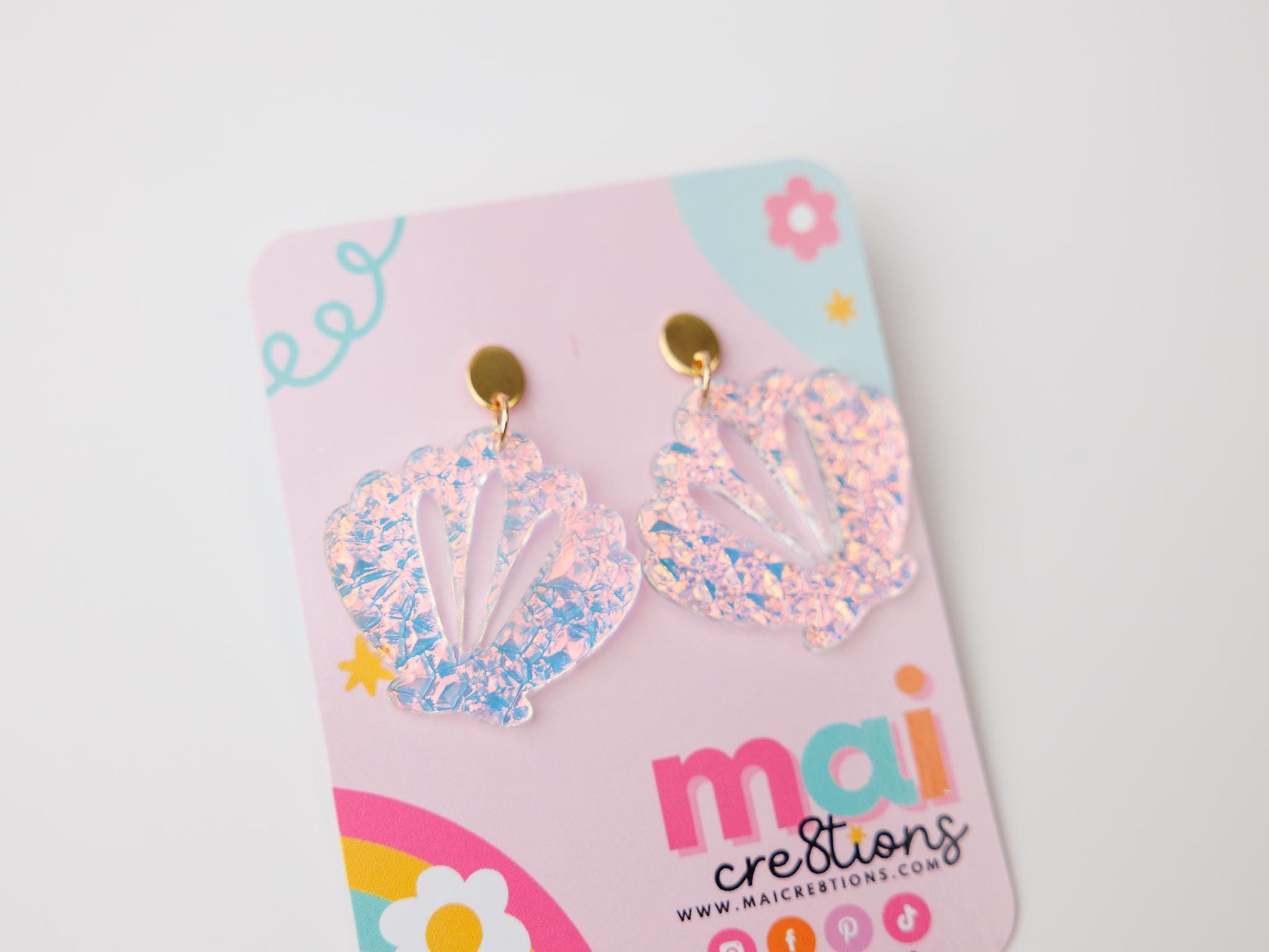 Iridescent seashell Acrylic Earrings