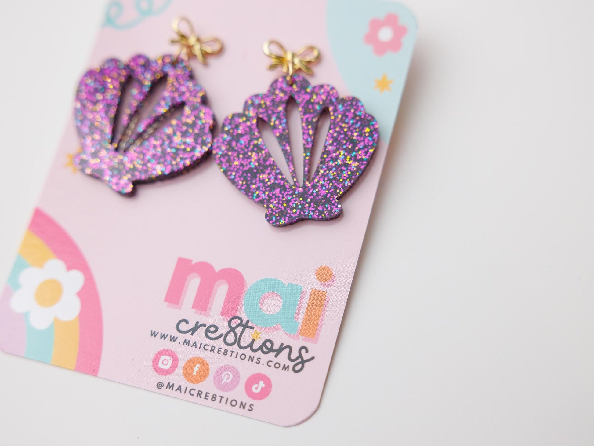 Bow Seashell Acrylic Earrings