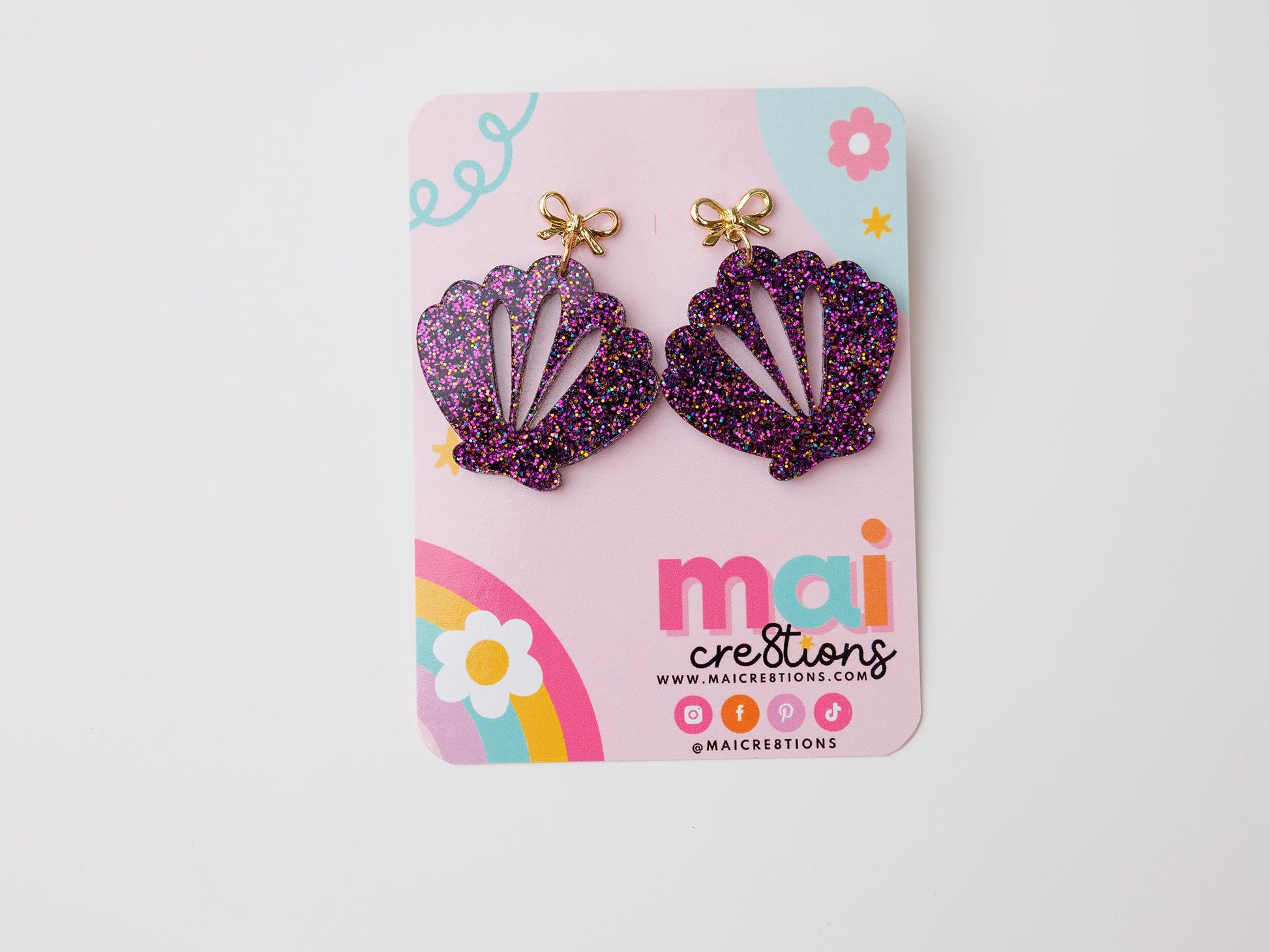 Bow Seashell Acrylic Earrings