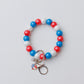 Patriotic Red Blue White Beaded Wristlet Keychain Gift for Her
