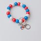 Patriotic Red Blue White Beaded Wristlet Keychain Gift for Her