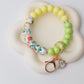 Spring Beaded Wristlet Keychain with charm Bright colors wristlet