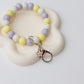 Spring mini flowers Beaded Wristlet Keychain with charm
