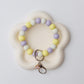 Spring mini flowers Beaded Wristlet Keychain with charm