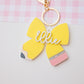 Personalized pencil bow keychain Gift for Teachers Custom keychain