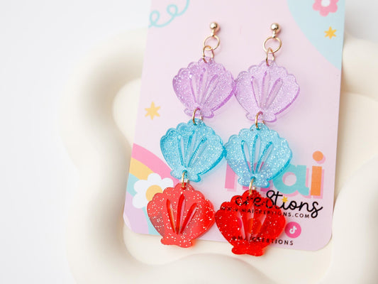 Tiered Seashell Acrylic Earrings