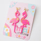 Flamingo bow Acrylic Earrings, Summer acrylic earrings, Beach vibe Dangle Earrings, Earrings for girls, Trendy Accessories