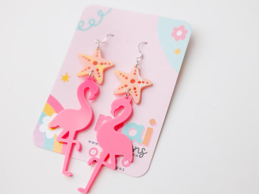Flamingo Starfish Acrylic Earrings