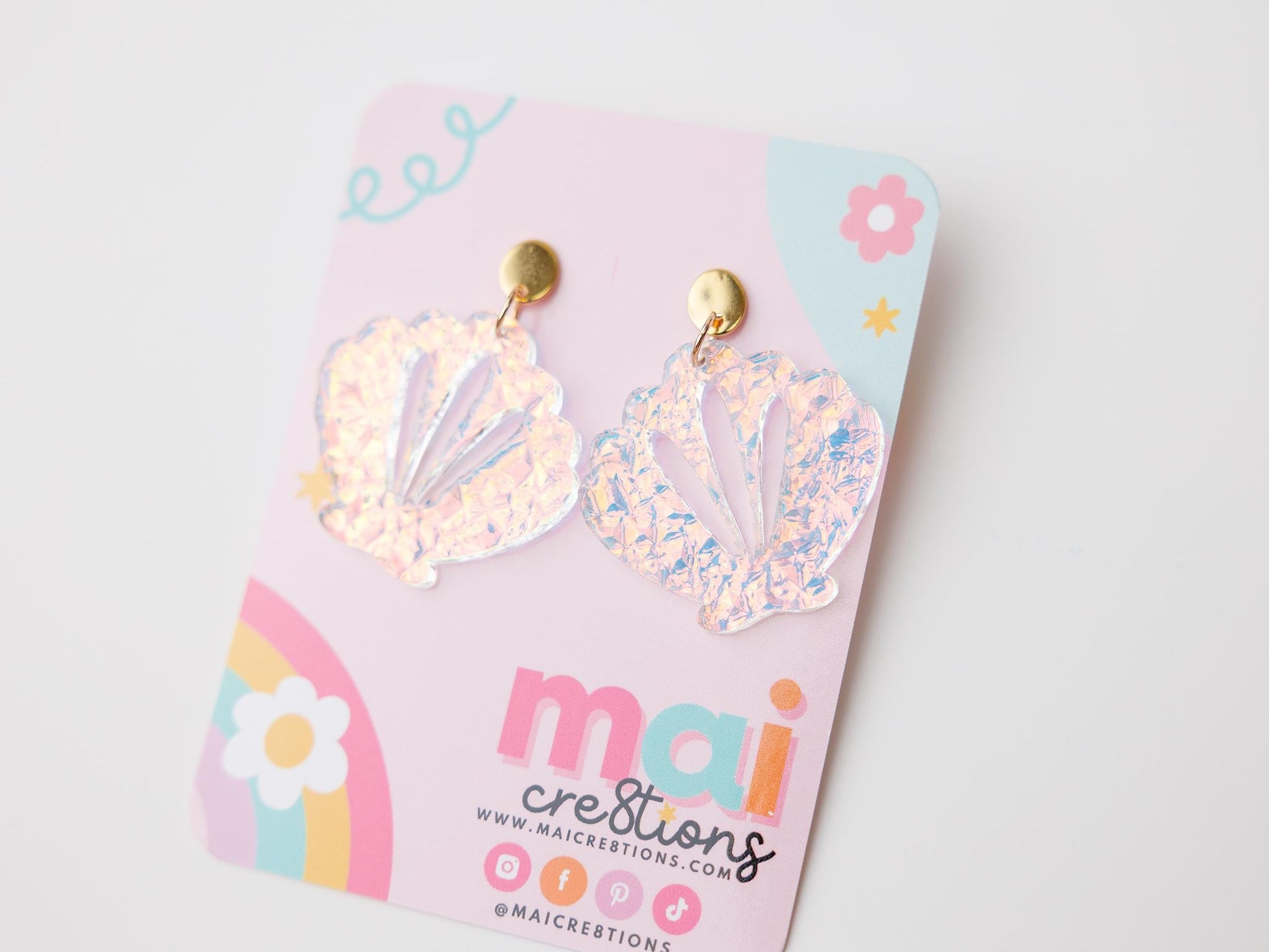 Iridescent seashell Acrylic Earrings