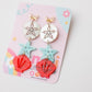 Tiered sand dollar starfish seashell Acrylic Earrings