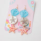 Tiered sand dollar starfish seashell Acrylic Earrings