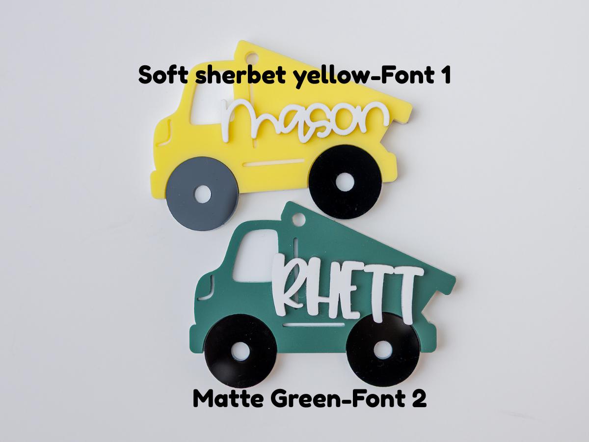 Dump truck Backpack tag for boys Personalized Backpack keychain Personalized Keychain for boys
