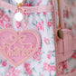Scallop bow heart backpack name tag