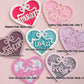 Scallop bow heart backpack name tag