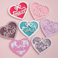 Scallop bow heart backpack name tag